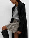 Cotton Rich Dogtooth Tweed Pleated Mini Skirt