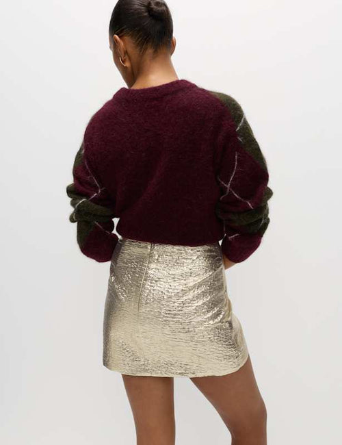 Metallic Textured Mini Column Skirt