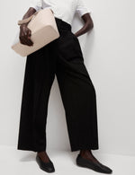 Pinstripe Pleat Front Wide Leg Trousers