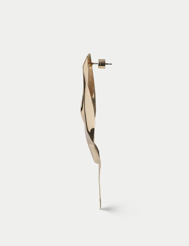 Gold Tone Folded Drop Earrings