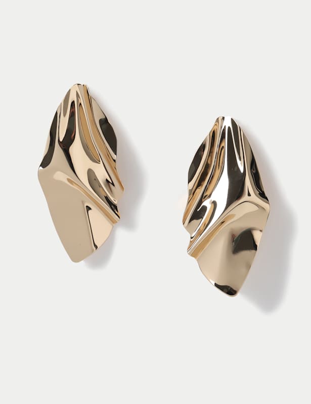 Gold Tone Folded Drop Earrings