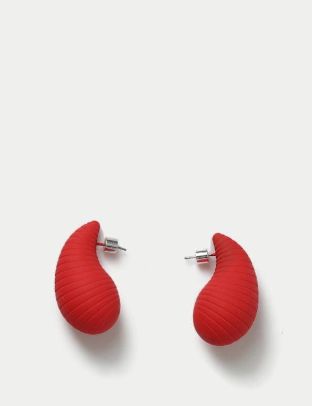 Maxi Black Rubber Tear Drop Earrings