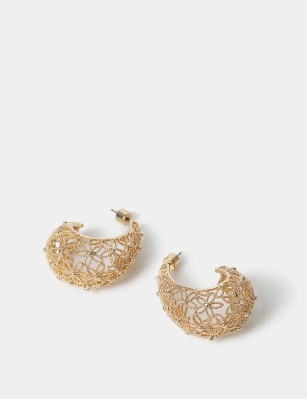 Floral Cut Out Hoop Earrings