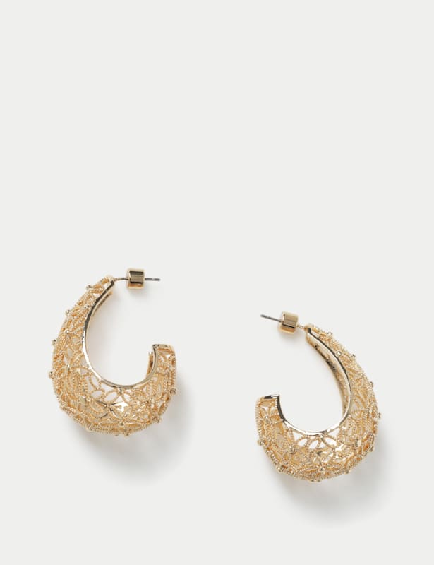 Floral Cut Out Hoop Earrings