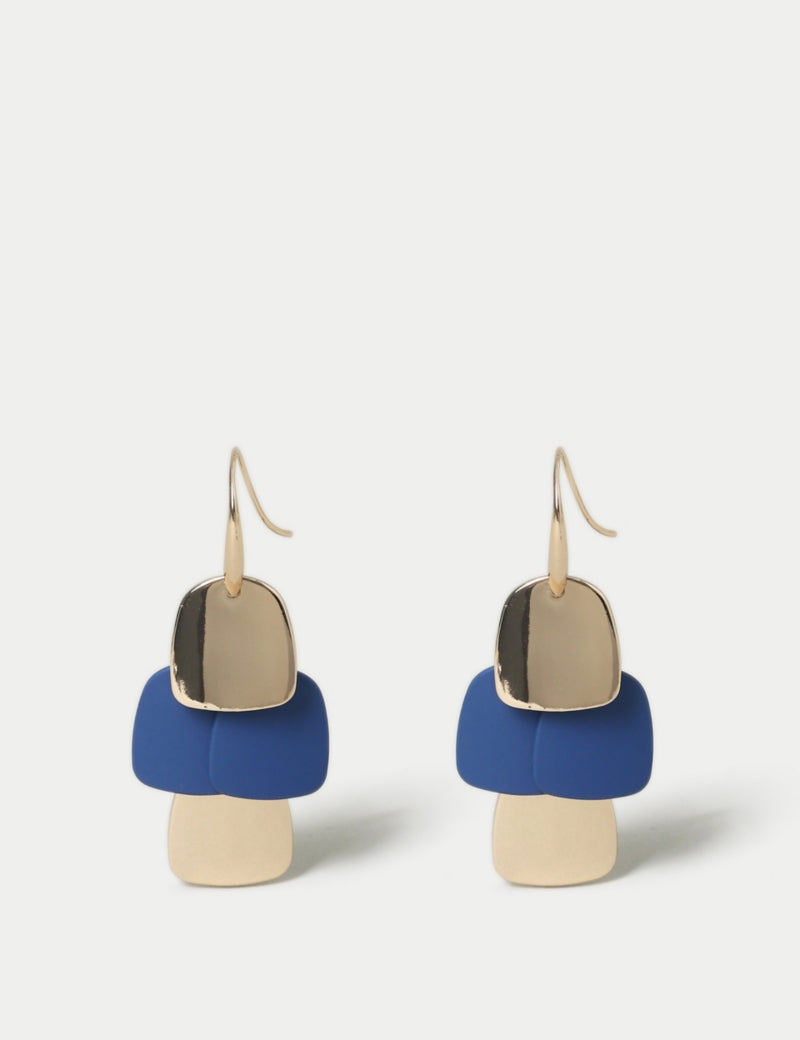 Blue Matte Drop Earrings