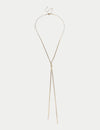 Gold Tone Snake Chain Lariat Long Necklace