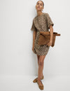Animal Print Round Neck Mini Shift Dress