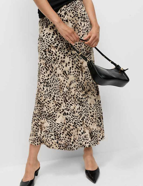 Animal Print Maxi Slip Skirt