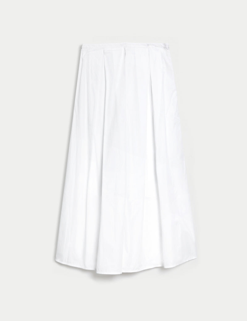 Pure Cotton Box Pleat Midaxi A-Line Skirt