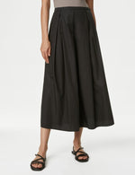 Pure Cotton Pleated Maxi Skirt