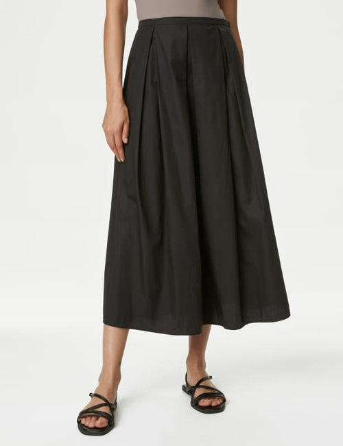 Pure Cotton Pleated Maxi Skirt