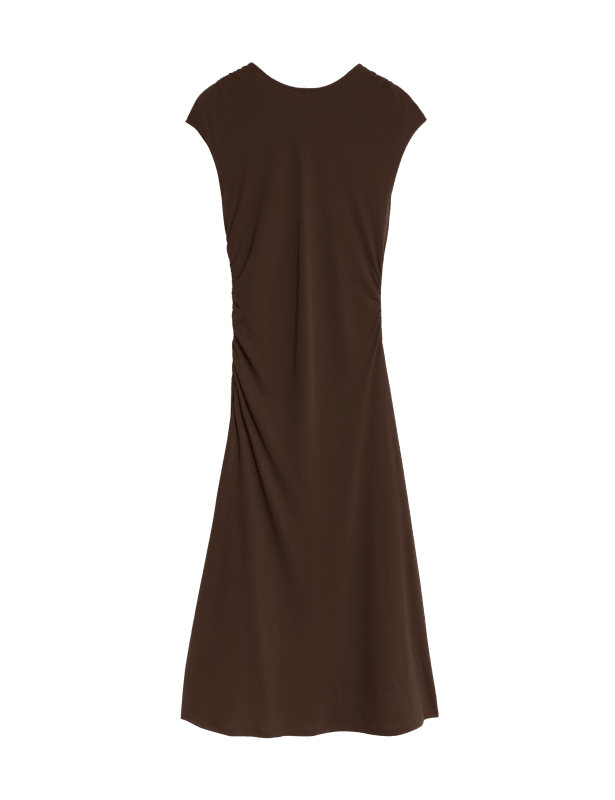 Round Neck Ruched Midaxi Column Dress