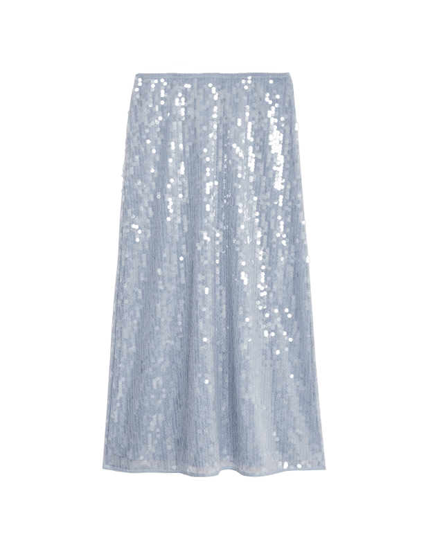 Sequin Midi Slip Skirt