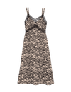 Printed V-Neck Lace Insert Midaxi Slip Dress