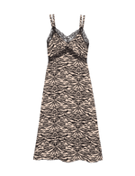 Printed V-Neck Lace Insert Midaxi Slip Dress