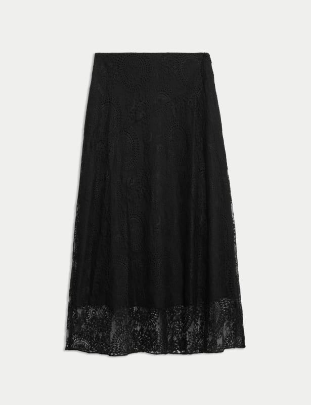 Lace Maxi Skirt with Cotton