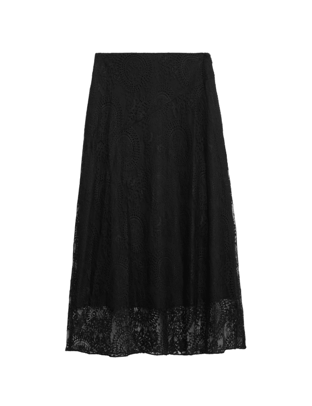 Lace Maxi Skirt with Cotton