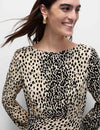 Animal Print Long Sleeve Midaxi Tea Dress