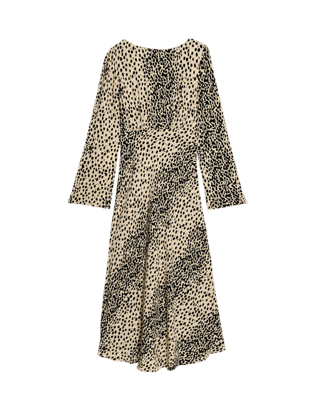 Animal Print Long Sleeve Midaxi Tea Dress