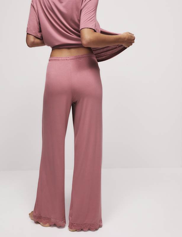 Body Soft™ Lace Trim Wide Leg Pyjama Bottoms