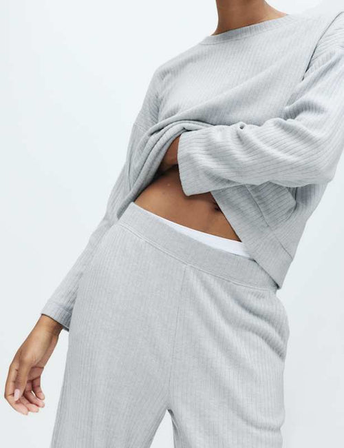 Ribbed Wide Leg Pyjama Bottoms