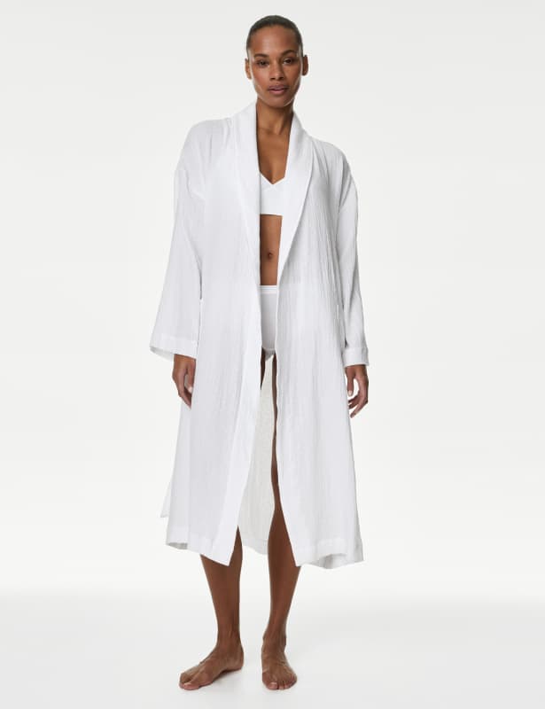 Pure Cotton Textured Dressing Gown