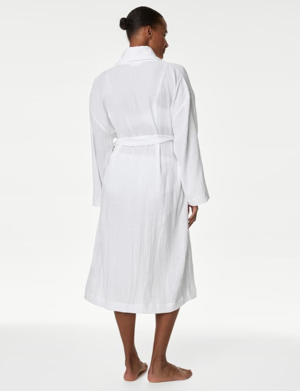 Pure Cotton Textured Dressing Gown