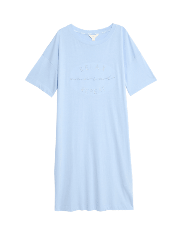 Cotton Modal Embroidered Slogan Nightdress