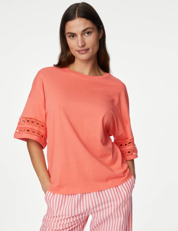 Cotton Modal Embroidered Pyjama Top