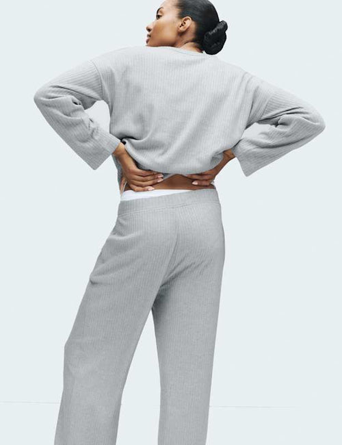 Ribbed Crew Neck Long Sleeve Pyjama Top