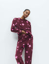 Fleece Star Print Cuffed Hem Pyjama Set
