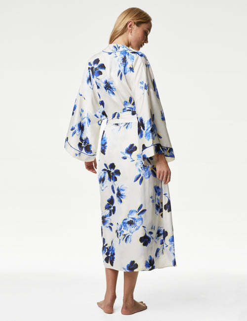 Satin Floral Wide Sleeve Wrap