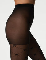 Sheer Bow Diamond Tights