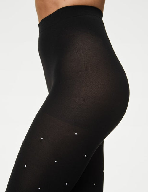 Pearl Embellished Opaque Tights