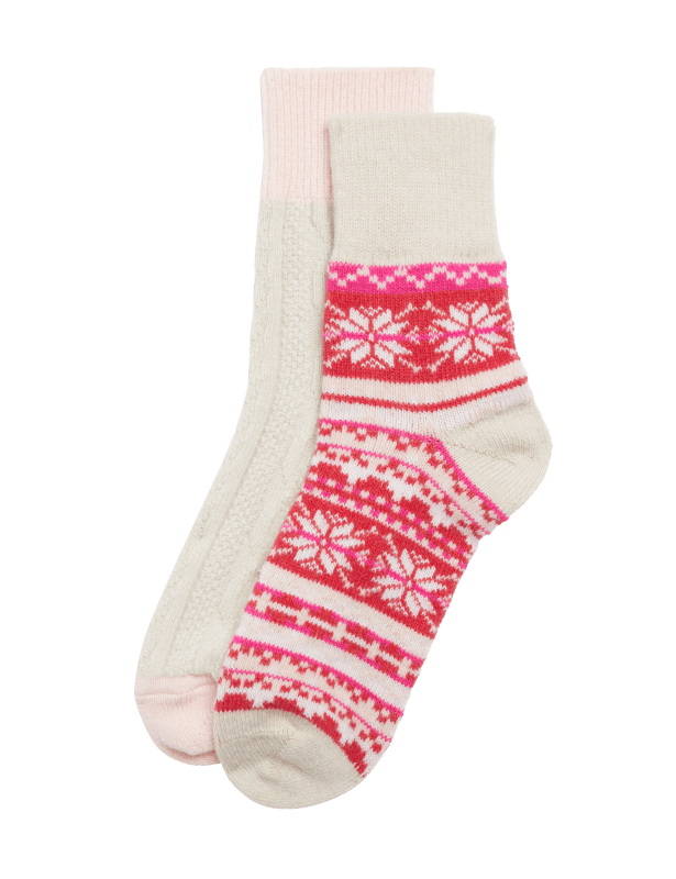 2pk Thermal Wool Blend Ankle High Socks