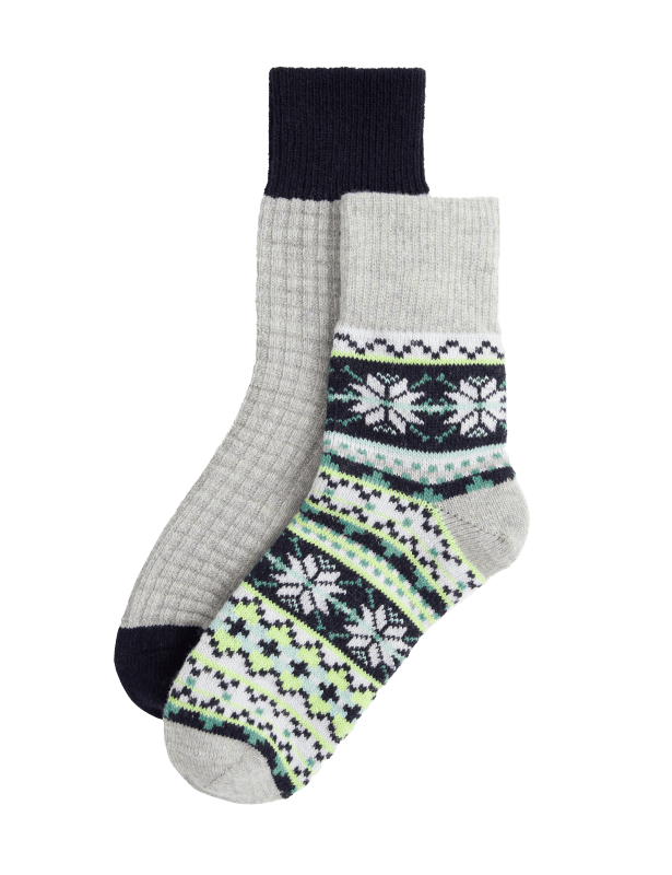 2pk Thermal Wool Blend Ankle High Socks