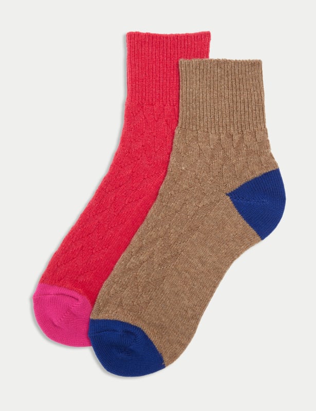 2pk Thermal Wool Blend Ankle High Socks