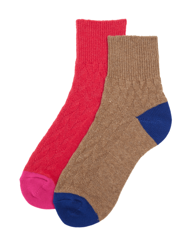 2pk Thermal Wool Blend Ankle High Socks