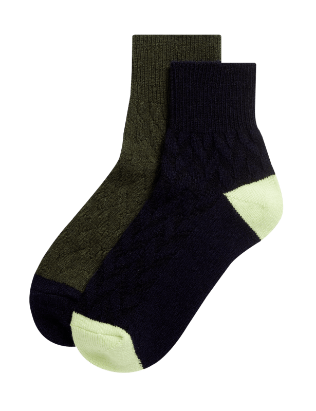 2pk Thermal Wool Blend Ankle High Socks