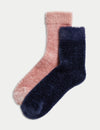 2pk Recycled Velvet Cosy Socks