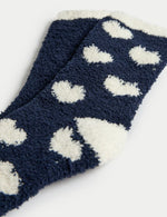 2pk Cosy Heart & Plain Fluffy Socks