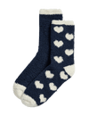 2pk Cosy Heart & Plain Fluffy Socks