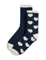 2pk Cosy Heart & Plain Fluffy Socks