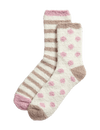 2pk Cosy Spot & Striped Fluffy Socks