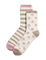 2pk Cosy Spot & Striped Fluffy Socks