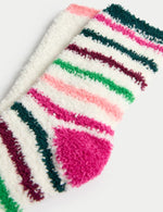 2pk Cosy Striped & Plain Fluffy Socks