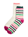 2pk Cosy Striped & Plain Fluffy Socks