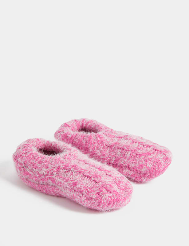 Cable Knit Low Cut Slipper Socks