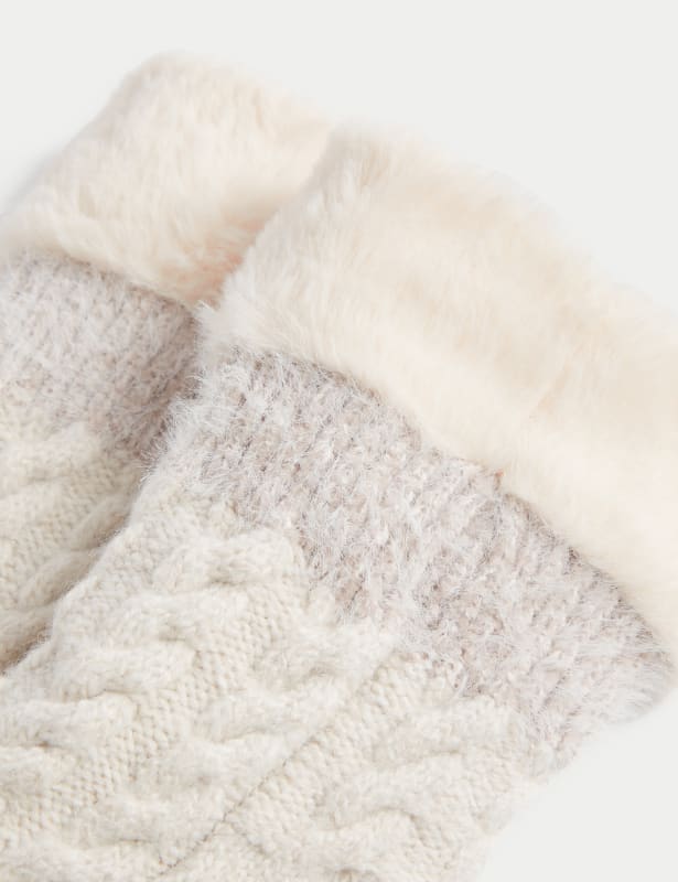 Fluffy Faux Fur Collar Slipper Socks