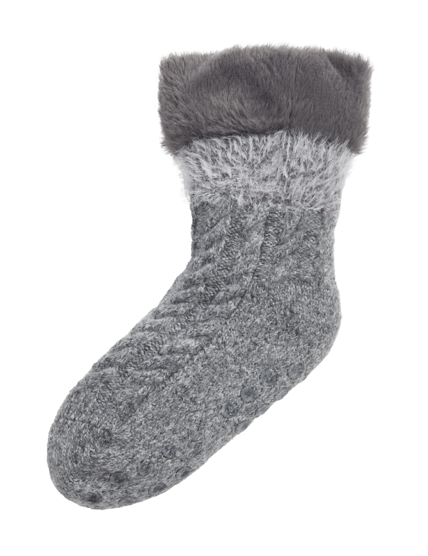 Fluffy Faux Fur Collar Slipper Socks